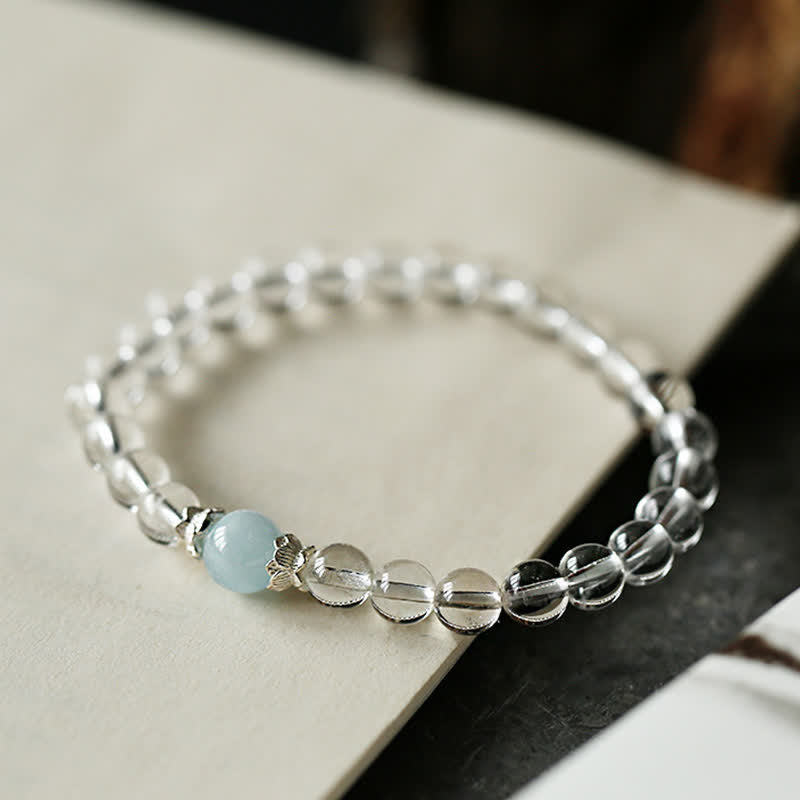 Buddha Stones Pulsera de cuarzo aguamarina transparente natural - image 7