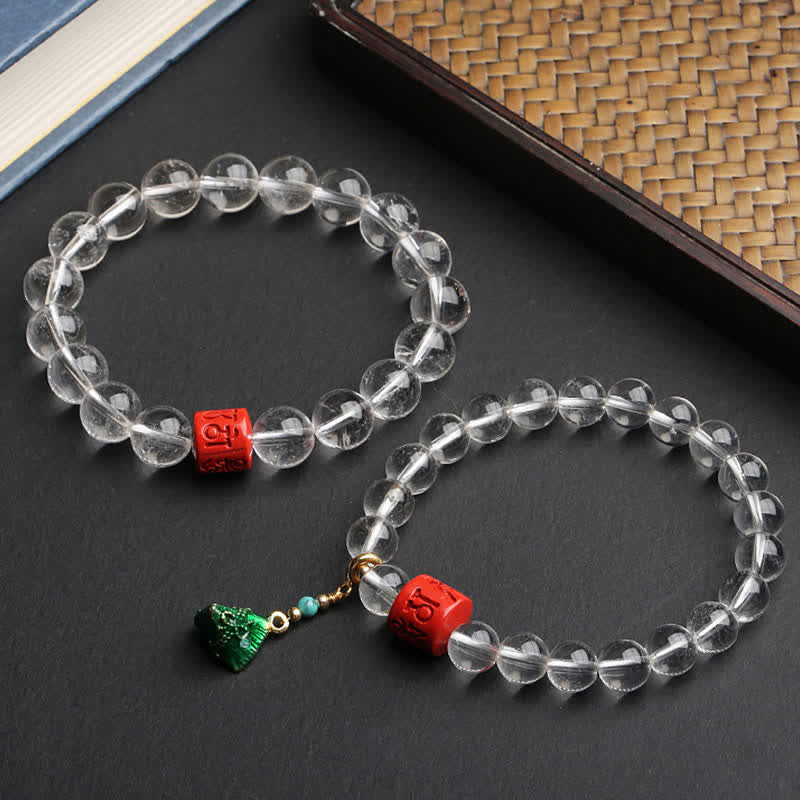 Buddha Stones Pulsera de cuarzo transparente natural Om Mani Padme Hum para sanación - image 13