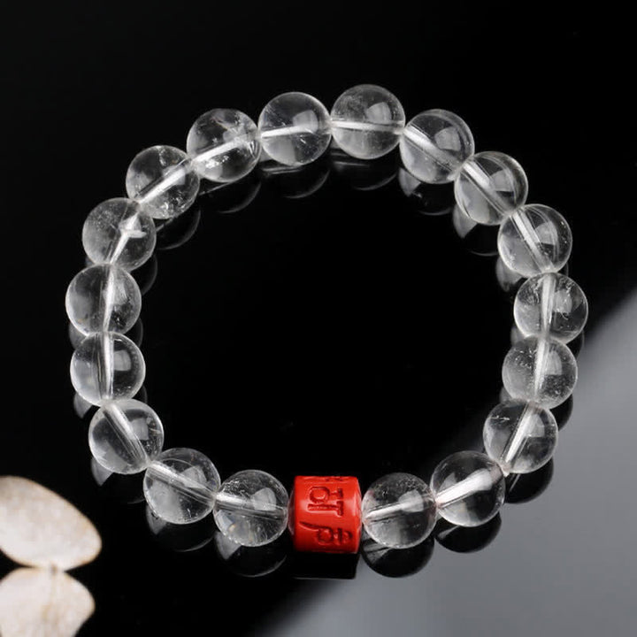 Buddha Stones Pulsera de cuarzo transparente natural Om Mani Padme Hum para sanación - image 1
