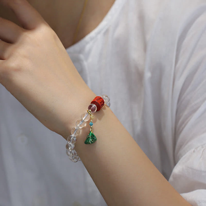 Buddha Stones Pulsera de cuarzo transparente natural Om Mani Padme Hum para sanación - image 12
