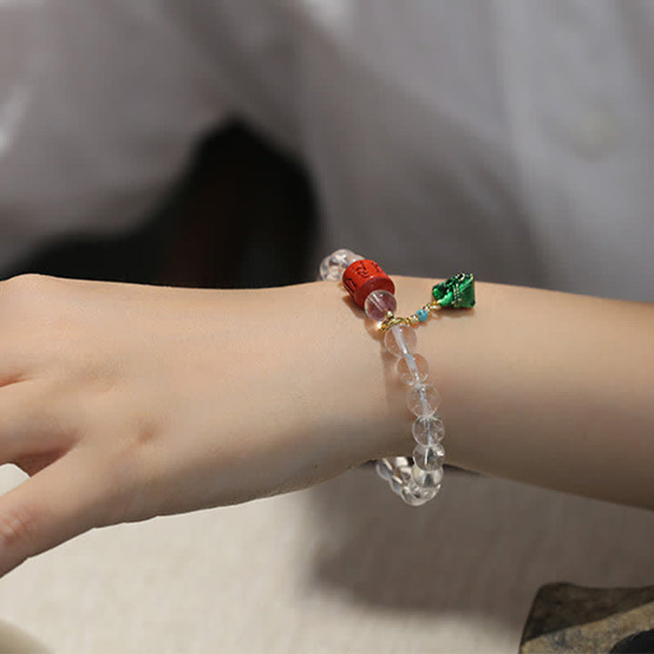 Buddha Stones Pulsera de cuarzo transparente natural Om Mani Padme Hum para sanación - image 11