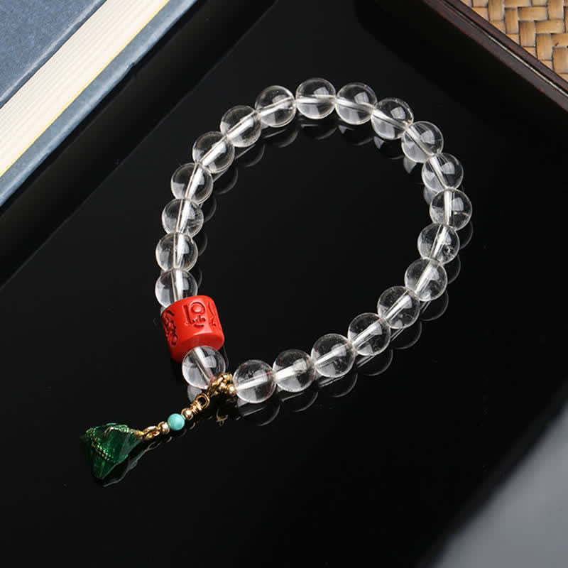 Buddha Stones Pulsera de cuarzo transparente natural Om Mani Padme Hum para sanación - image 9