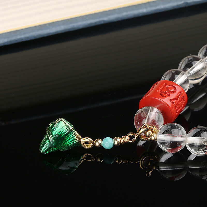 Buddha Stones Pulsera de cuarzo transparente natural Om Mani Padme Hum para sanación - image 10