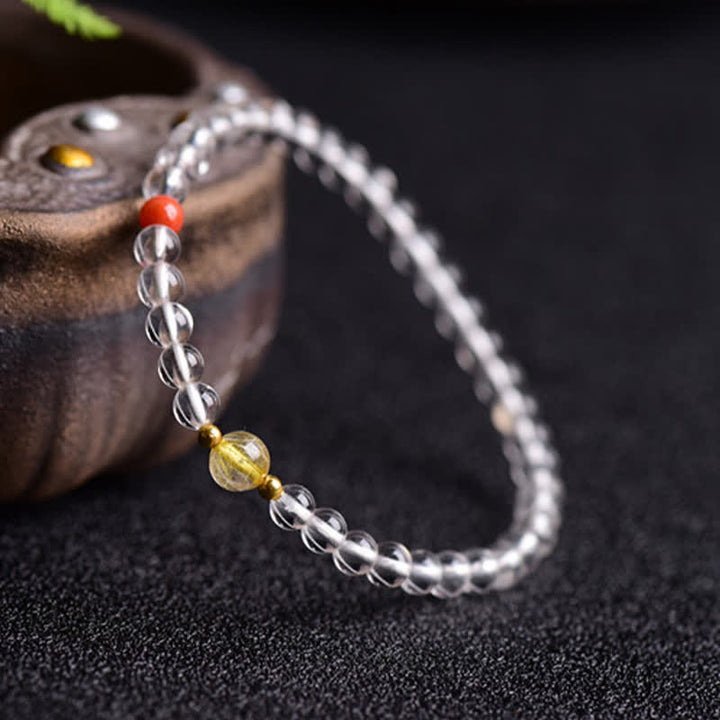Buddha Stones Pulsera de cuarzo transparente natural - image 3