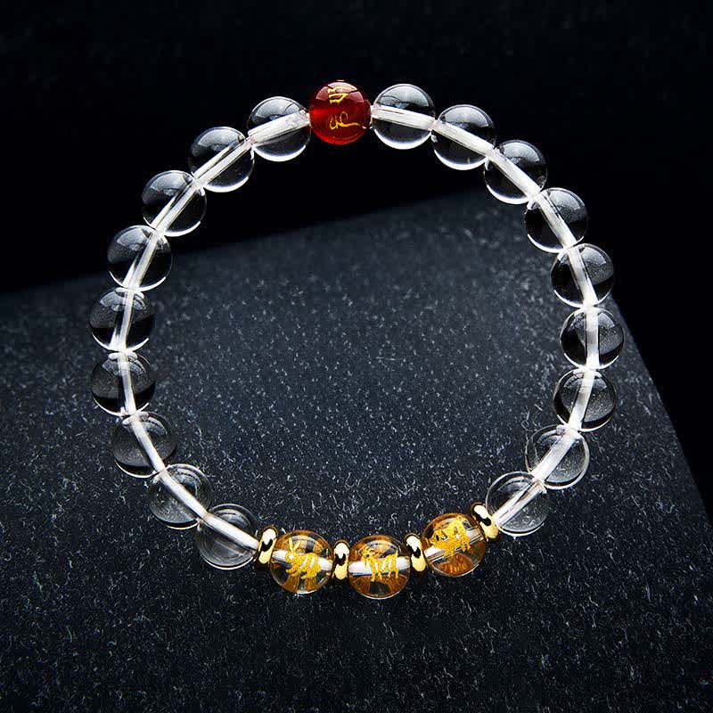Buddha Stones Pulsera de cuarzo transparente con el zodíaco chino para la sanación - image 8