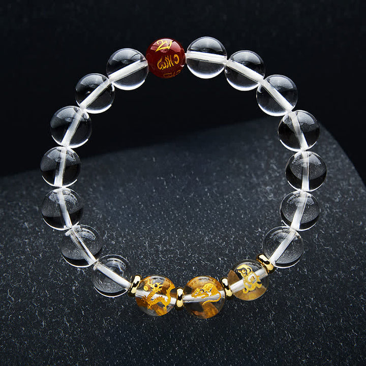 Buddha Stones Pulsera de cuarzo transparente con el zodíaco chino para la sanación - Rata Dragón Mono - Cuentas de 10 mm (circunferencia de la muñeca: 16-17 cm) - image 19