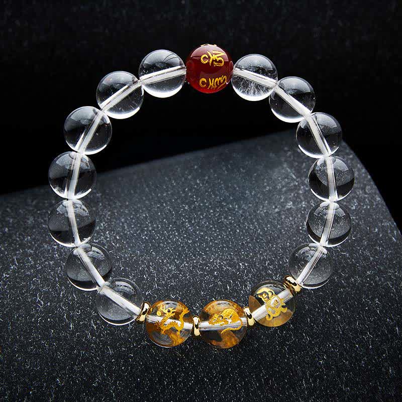 Buddha Stones Pulsera de cuarzo transparente con el zodíaco chino para la sanación - Rata Dragón Mono - Cuentas de 12 mm (circunferencia de la muñeca: 17–18 cm) - image 20