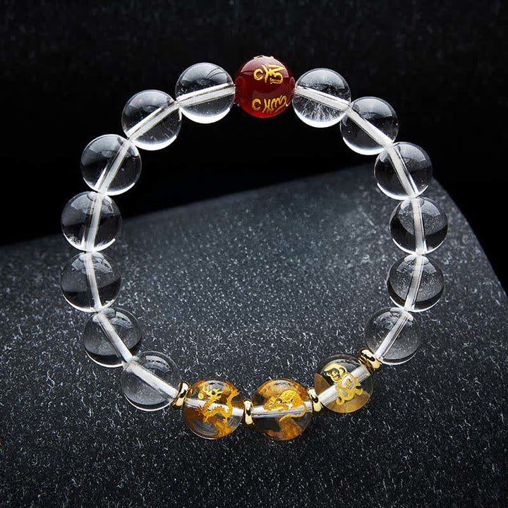 Buddha Stones Pulsera de cuarzo transparente con el zodíaco chino para la sanación - Rata Dragón Mono - Cuentas de 12 mm (circunferencia de la muñeca: 17–18 cm) - image 20