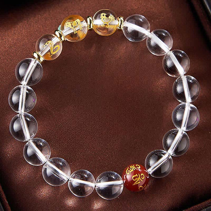 Buddha Stones Pulsera de cuarzo transparente con el zodíaco chino para la sanación - image 13