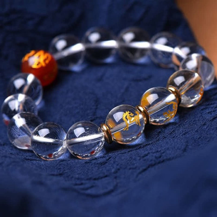Buddha Stones Pulsera de cuarzo transparente con el zodíaco chino para la sanación - image 5