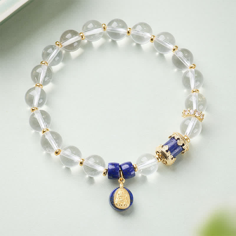 Buddha Stones Pulsera protectora Zakiram de cuarzo transparente - Cuarzo transparente (circunferencia de la muñeca: 15–16 cm) - image 0