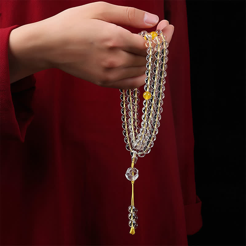 Buddha Stones Mala de iluminación Liuli Lotus de 108 cuentas redondas - image 11