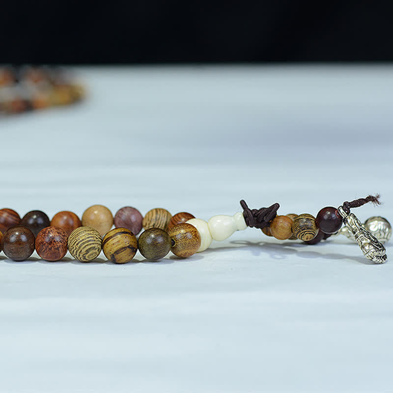 Buddha Stones Mala de 108 cuentas de madera natural multicolor para una energía tranquila - image 7