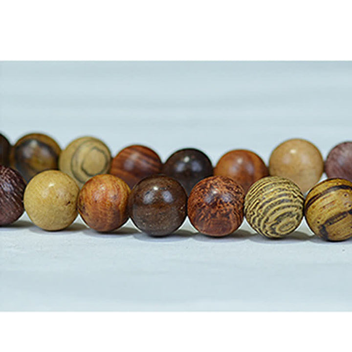 Buddha Stones Mala de 108 cuentas de madera natural multicolor para una energía tranquila - image 8