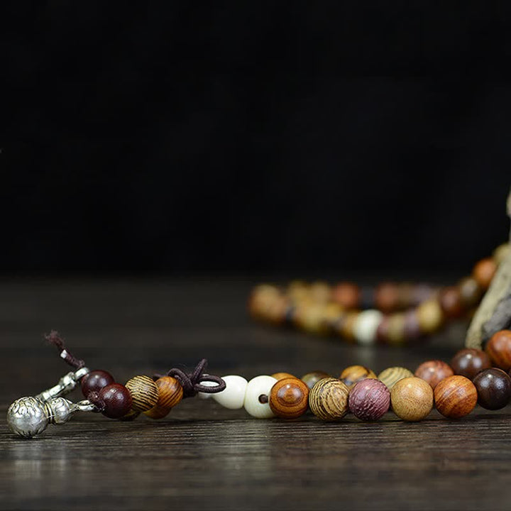 Buddha Stones Mala de 108 cuentas de madera natural multicolor para una energía tranquila - image 6