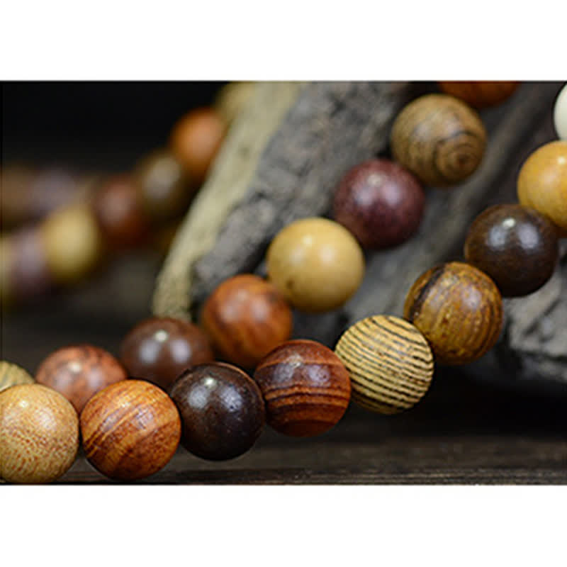 Buddha Stones Mala de 108 cuentas de madera natural multicolor para una energía tranquila - image 9