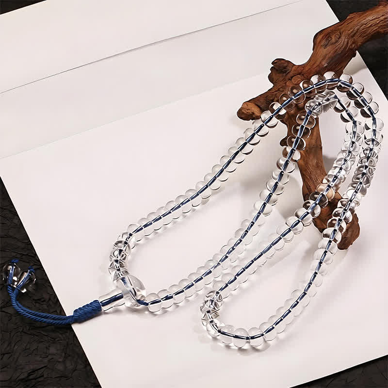Buddha Stones Mala de sabiduría de cuerda en espiral con 108 cuentas planas Liuli - image 3