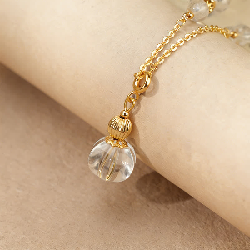 Buddha Stones Collar curativo de moneda de cobre con cuarzo transparente natural - image 4