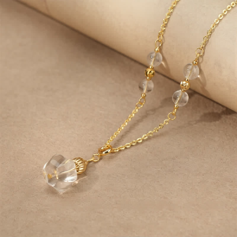 Buddha Stones Collar curativo de moneda de cobre con cuarzo transparente natural - Cuarzo redondo transparente - image 3