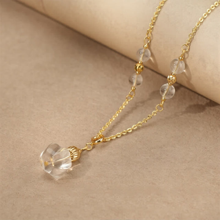 Buddha Stones Collar curativo de moneda de cobre con cuarzo transparente natural - Cuarzo redondo transparente - image 3