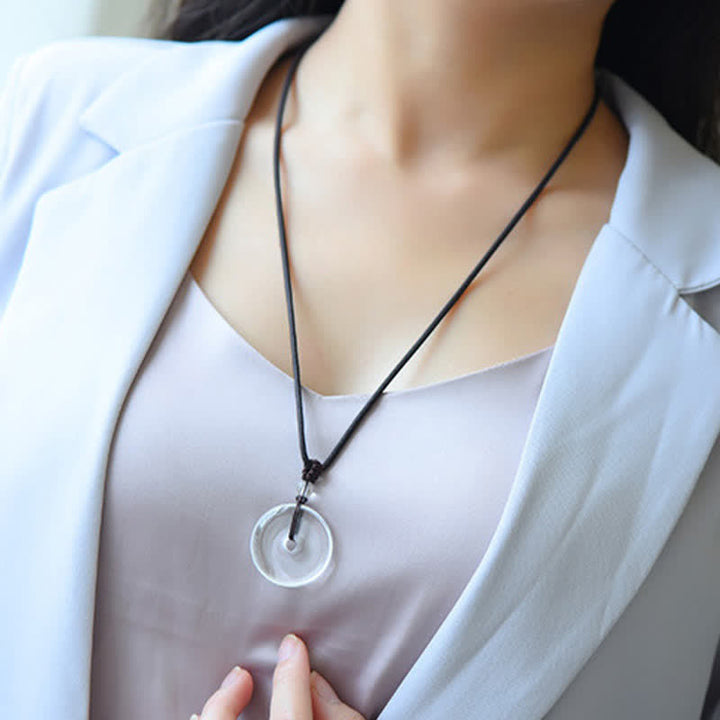 Buddha Stones Collar con hebilla de cuarzo transparente natural y cuerda protectora - image 9
