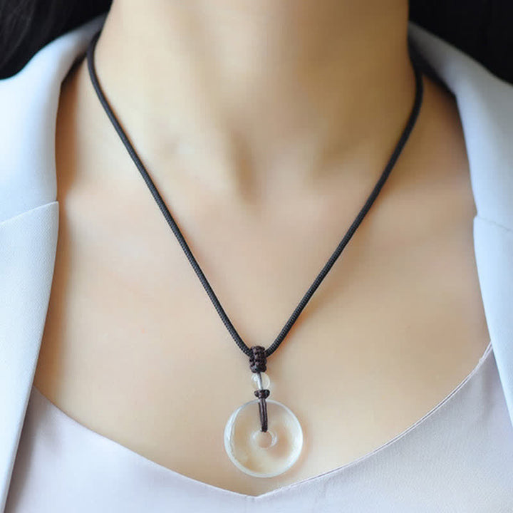 Buddha Stones Collar con hebilla de cuarzo transparente natural y cuerda protectora - image 4