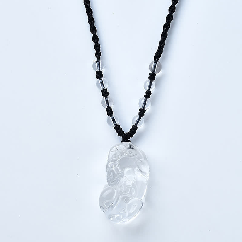 Buddha Stones Collar de cuentas de cuarzo transparente natural Pixiu Clarity - image 4