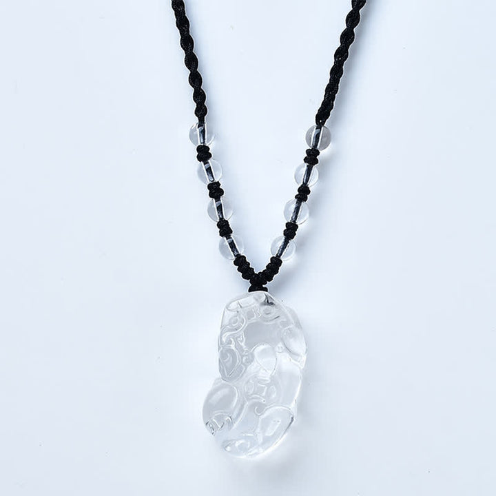 Buddha Stones Collar de cuentas de cuarzo transparente natural Pixiu Clarity - image 4