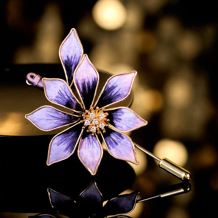 Buddha Stones Broche de flor morada con flor de terciopelo de seda artesanal - Flor morada de aproximadamente 6*4 cm. - image 0