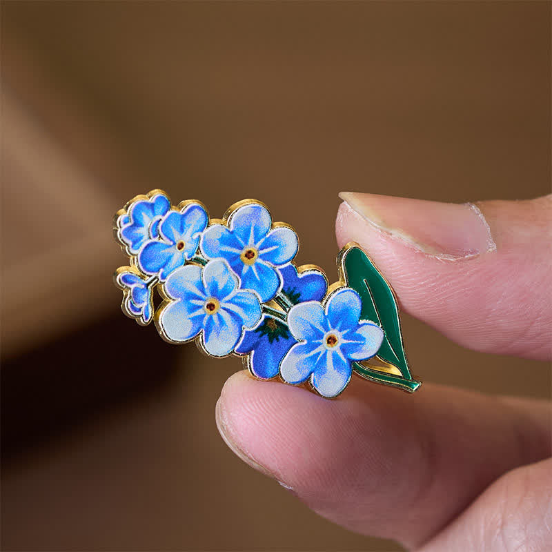 Buddha Stones Broche pequeño de cobre con forma de nomeolvides, amapola, lirio de los valles, hortensia y altramuz - image 2