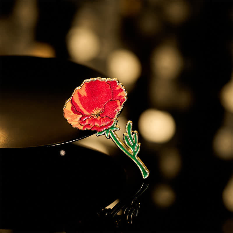 Buddha Stones Broche pequeño de cobre con forma de nomeolvides, amapola, lirio de los valles, hortensia y altramuz - Amapola de maíz 2*3,5 cm - image 6