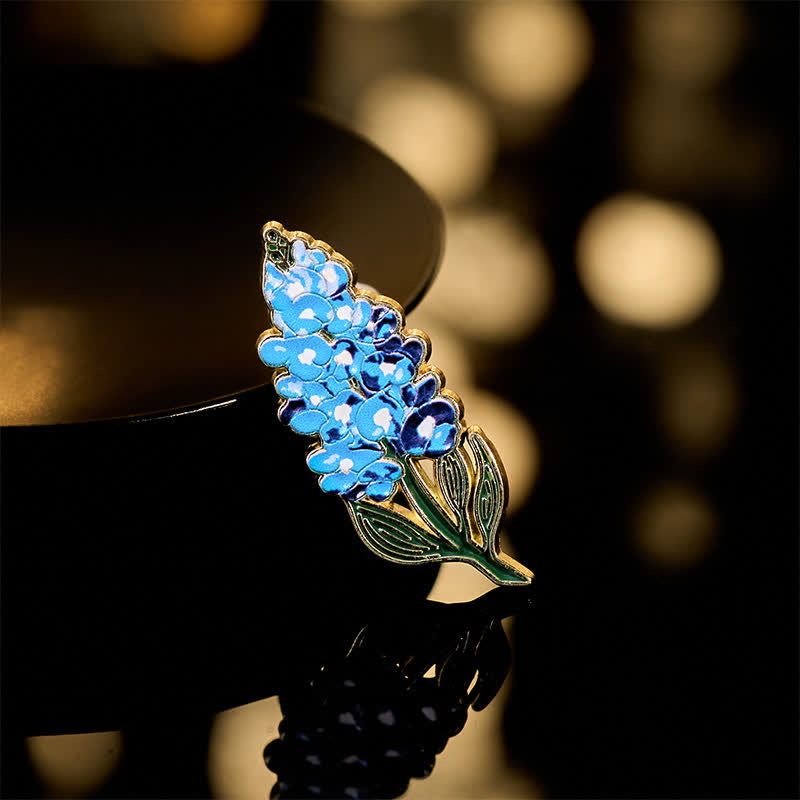 Buddha Stones Broche pequeño de cobre con forma de nomeolvides, amapola, lirio de los valles, hortensia y altramuz - Lupino 1,4*3,5 cm - image 17