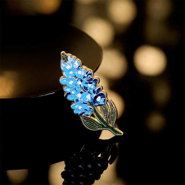 Buddha Stones Broche pequeño de cobre con forma de nomeolvides, amapola, lirio de los valles, hortensia y altramuz - Lupino 1,4*3,5 cm - image 17