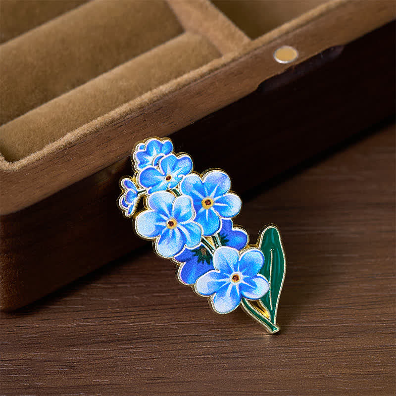 Buddha Stones Broche pequeño de cobre con forma de nomeolvides, amapola, lirio de los valles, hortensia y altramuz - image 1