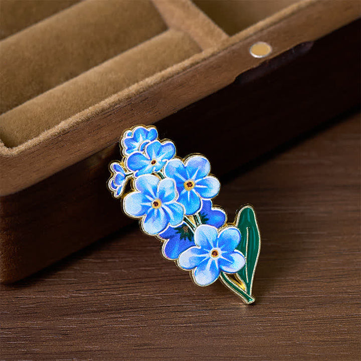 Buddha Stones Broche pequeño de cobre con forma de nomeolvides, amapola, lirio de los valles, hortensia y altramuz - image 1