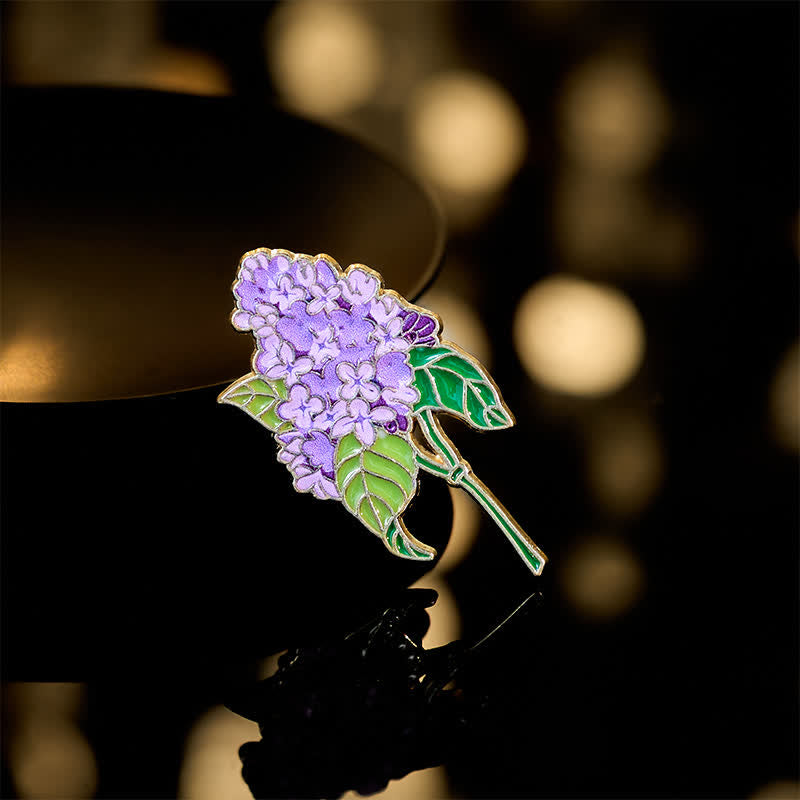 Buddha Stones Broche pequeño de cobre con forma de nomeolvides, amapola, lirio de los valles, hortensia y altramuz - Hortensia 2*3,8 cm - image 12