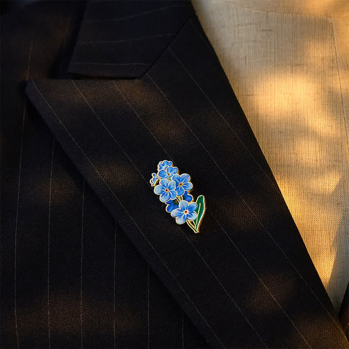 Buddha Stones Broche pequeño de cobre con forma de nomeolvides, amapola, lirio de los valles, hortensia y altramuz - image 3