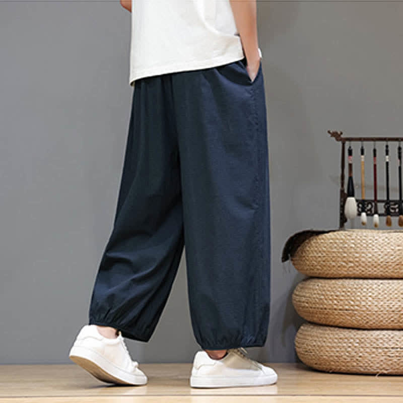 Buddha Stones Pantalones harem cortos para hombre Summer Zen con cintura elástica y puños, con bolsillos. - image 4