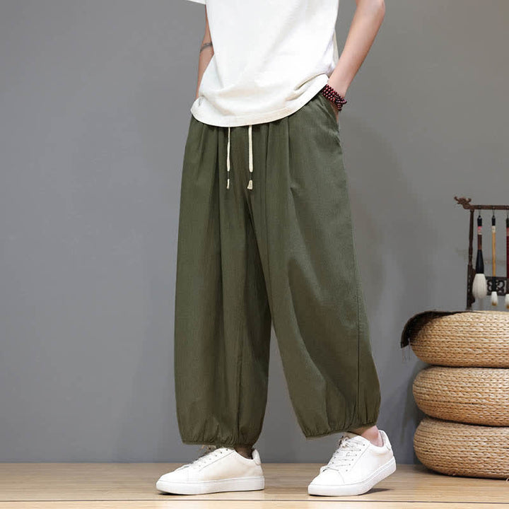 Buddha Stones Pantalones harem cortos para hombre Summer Zen con cintura elástica y puños, con bolsillos. - image 11