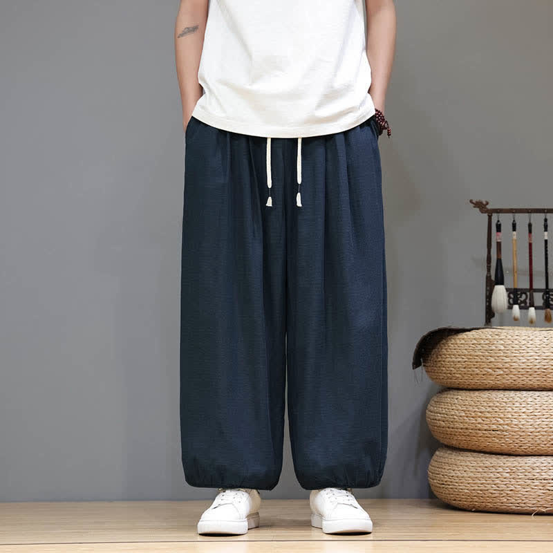 Buddha Stones Pantalones harem cortos para hombre Summer Zen con cintura elástica y puños, con bolsillos. - image 6