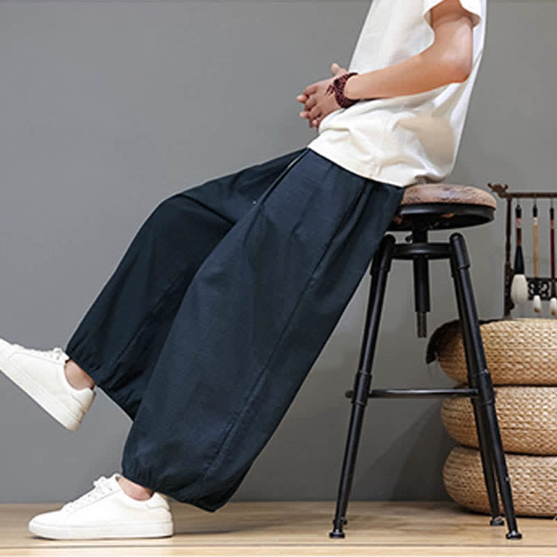 Buddha Stones Pantalones harem cortos para hombre Summer Zen con cintura elástica y puños, con bolsillos. - image 3