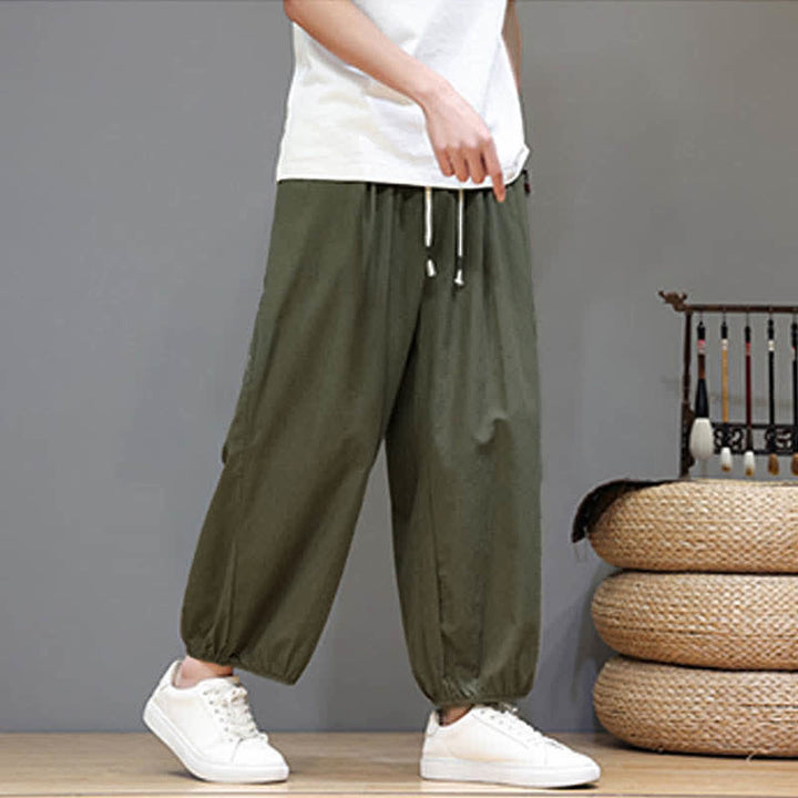 Buddha Stones Pantalones harem cortos para hombre Summer Zen con cintura elástica y puños, con bolsillos. - image 13