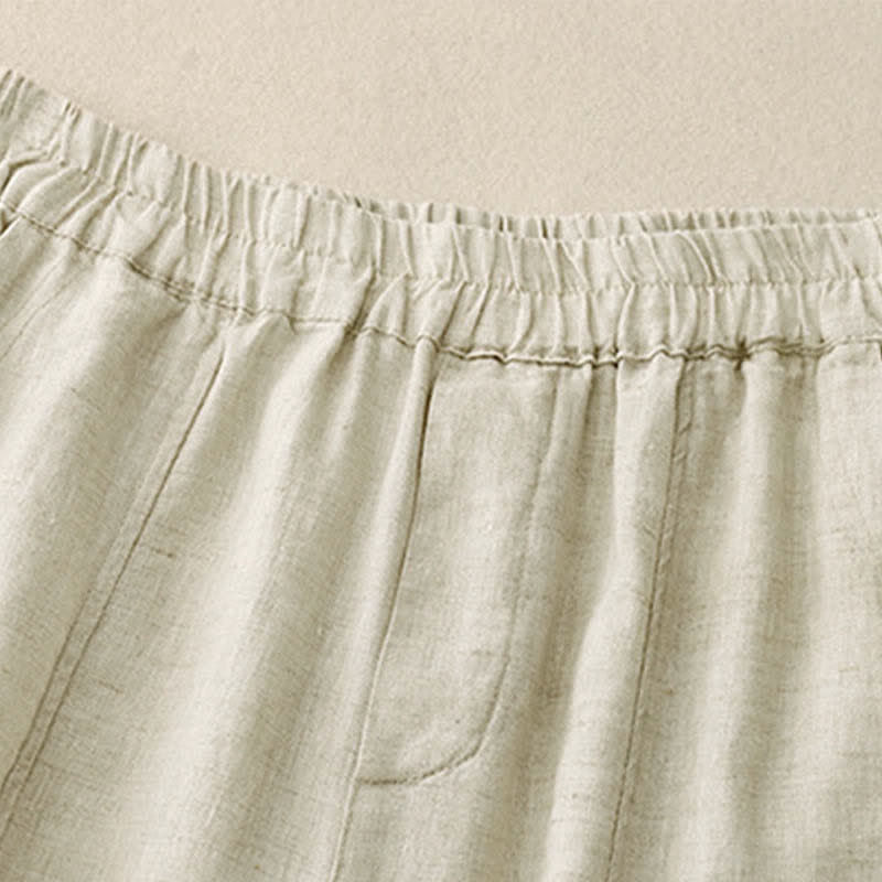 Buddha Stones Pantalones de lino de verano para mujer, de corte ajustado y con bolsillos. - image 12