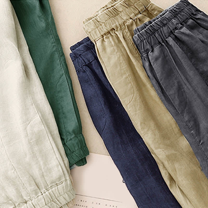 Buddha Stones Pantalones de lino de verano para mujer, de corte ajustado y con bolsillos. - image 22