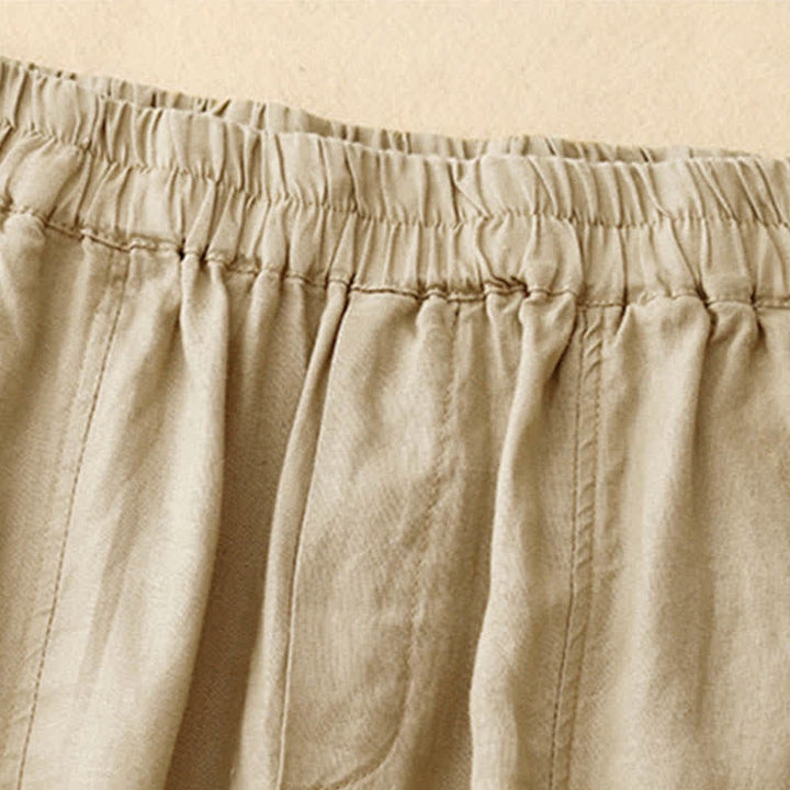 Buddha Stones Pantalones de lino de verano para mujer, de corte ajustado y con bolsillos. - image 6