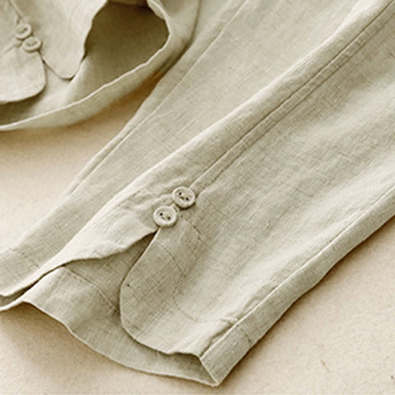 Buddha Stones Pantalones de lino de verano para mujer, de corte ajustado y con bolsillos. - image 11