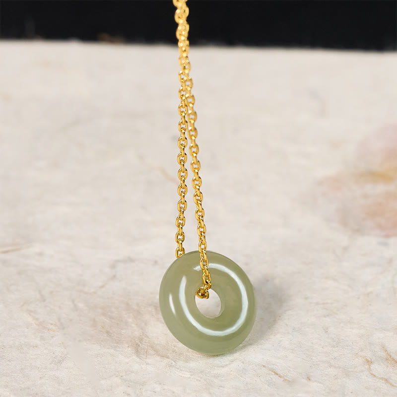 Buddha Stones Collar con colgante de jade verde natural con hebilla de la paz y la prosperidad. - image 3