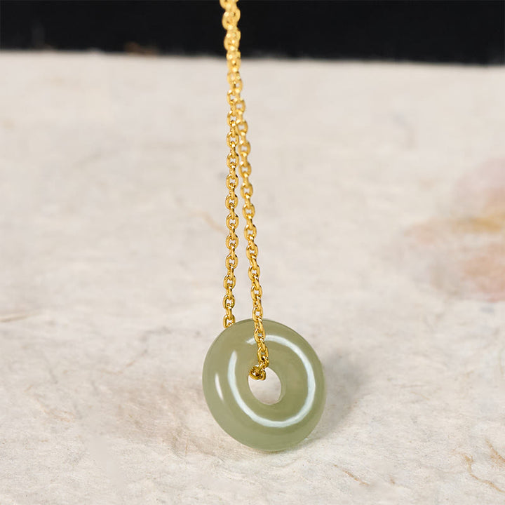 Buddha Stones Collar con colgante de jade verde natural con hebilla de la paz y la prosperidad. - image 3