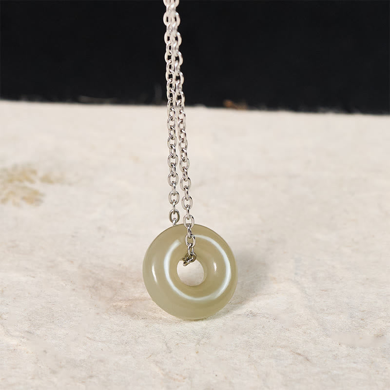 Buddha Stones Collar con colgante de jade verde natural con hebilla de la paz y la prosperidad. - image 11