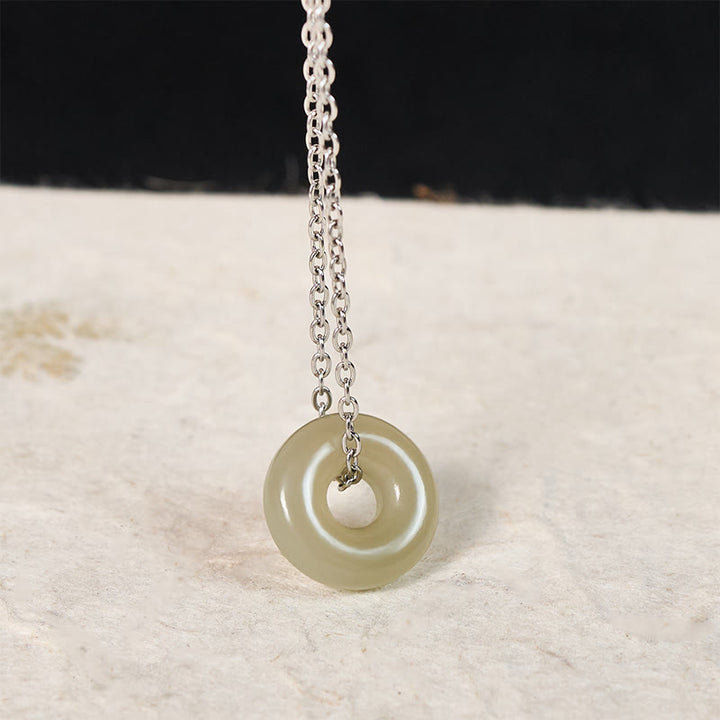 Buddha Stones Collar con colgante de jade verde natural con hebilla de la paz y la prosperidad. - image 11